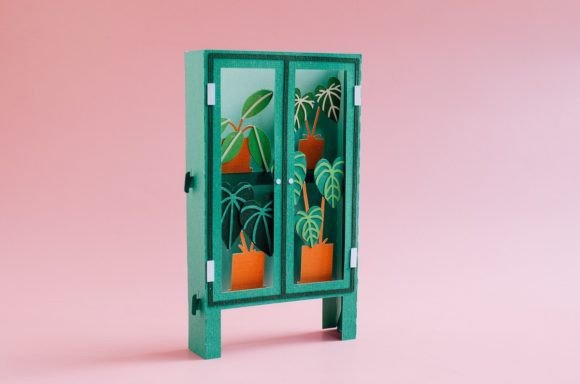 Cabinet Greenhouse 3D SVG Pop-Up Box Card for Greeting Cards & Handmade Crafts