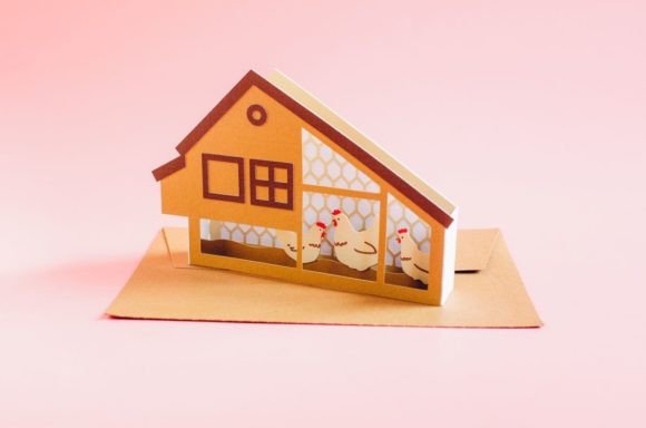 Chicken Coop Pop-up Card: A Spring 3D SVG for Playful Local Branding