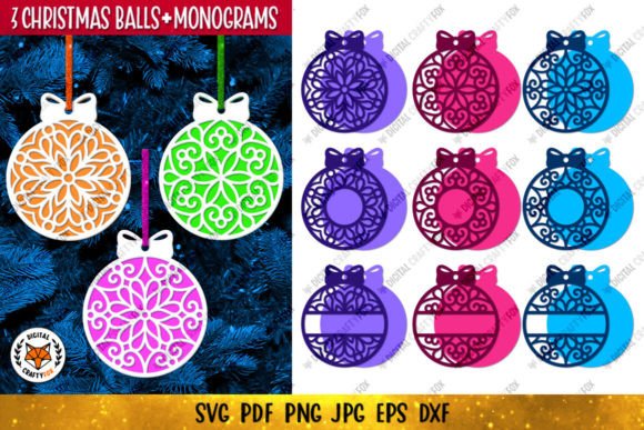 Christmas Ball Monogram SVG: 3D Holiday Branding