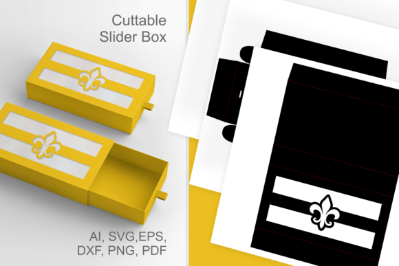 Fleur De Lis Window Drawer Favor Box 3D SVG for Mardi Gras