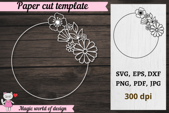 Floral Monogram Frame SVG: Graphics for Crafts