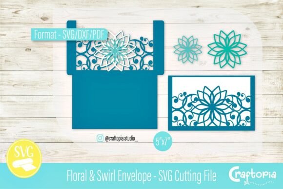 Floral Swirl Envelope: 3D SVG for Cards And Invites