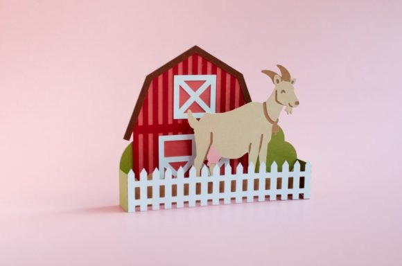Goat Barn Pop Up Box Card β A 3D SVG for Farm-Themed Handmade Crafts