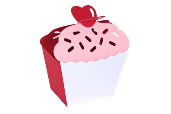 Heart on Top Cupcake Favour Gift Bag 3D SVG for Birthdays