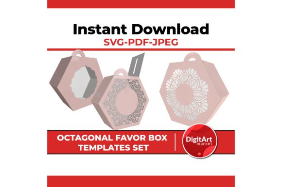 Octagonal Gift Box Templates Set SVG: 3D Design for Print & Craft Lovers
