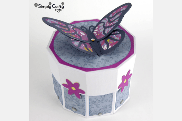 Resting Butterfly Gift Box SVG: 3D Mother's Day