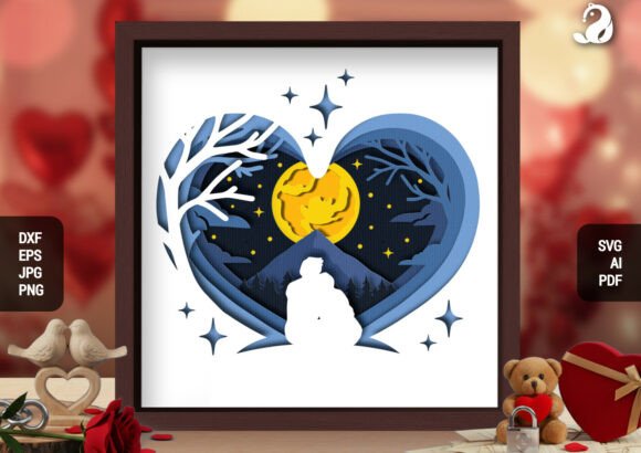 Romantic Couple Moon Shadow Box 3D SVG Review