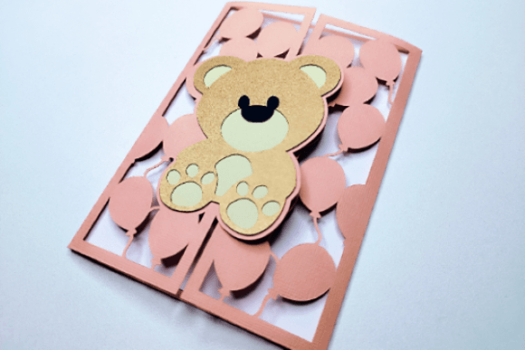 Teddy Bear Card: 3D SVG Design for Baby-Themed Branding
