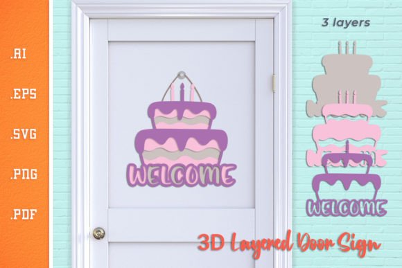 Welcome Birthday Door Sign 3D SVG for Birthdays